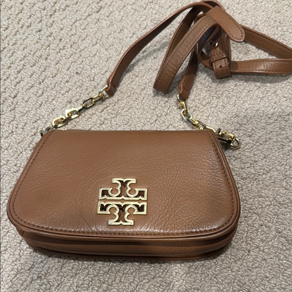 Tory Burch Brown Crossbody Bag with Gold Logo